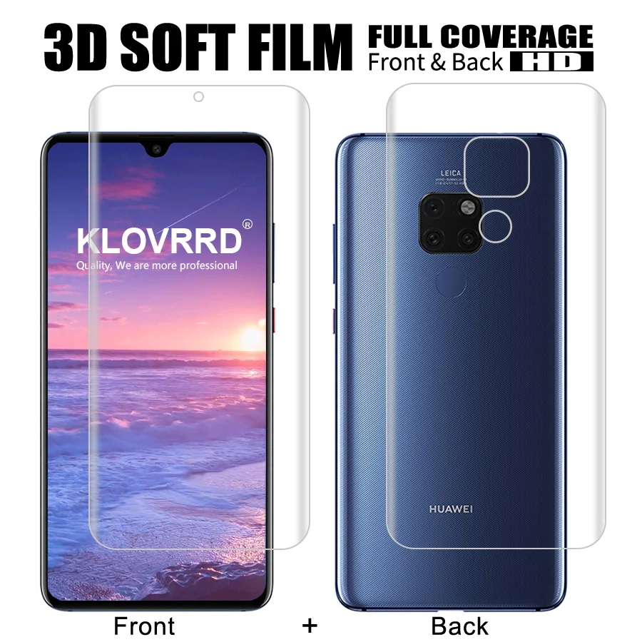 Передняя + задняя мягкая пленка для huawei mate 10 защитная на весь экран 20 Lite pro