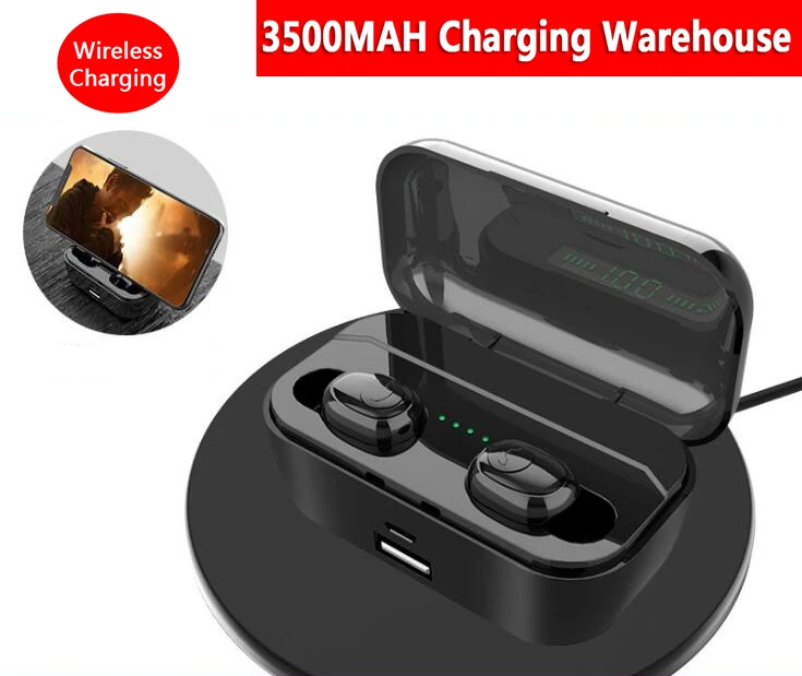 wireless charging-B TWS беспроводные Bluetooth наушники, водонепроницаемые наушники, наушники, стерео звук, игровая гарнитура с микрофоном, 3500 мАч, светодиодный зарядный ящик G6S - Цвет: wireless charging-B
