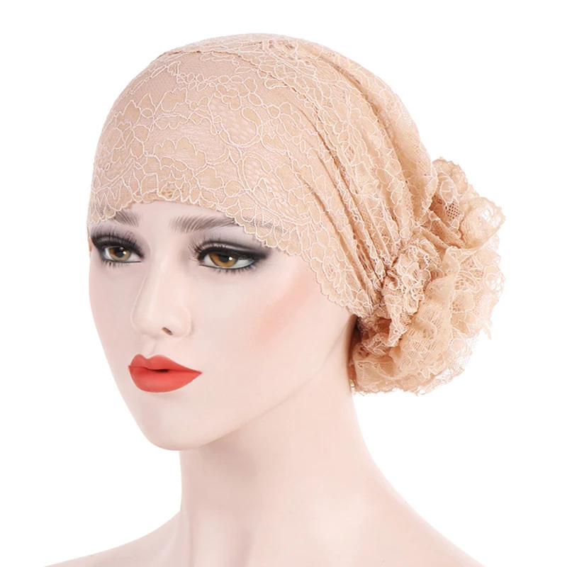 Женский кружевной мусульманский тюрбан с оборками эластичный головной платок