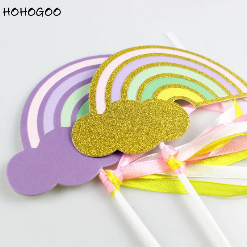 HOHOGOO 1 шт. 5 цветов радуги облако узор торт Топпер Бумага Baby Shower День рождения DIY