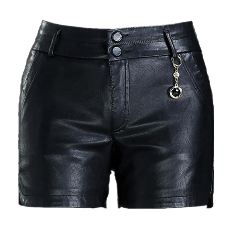 Новинка лета 2019 женские шорты из искусственной кожи тонкие свободные большого
