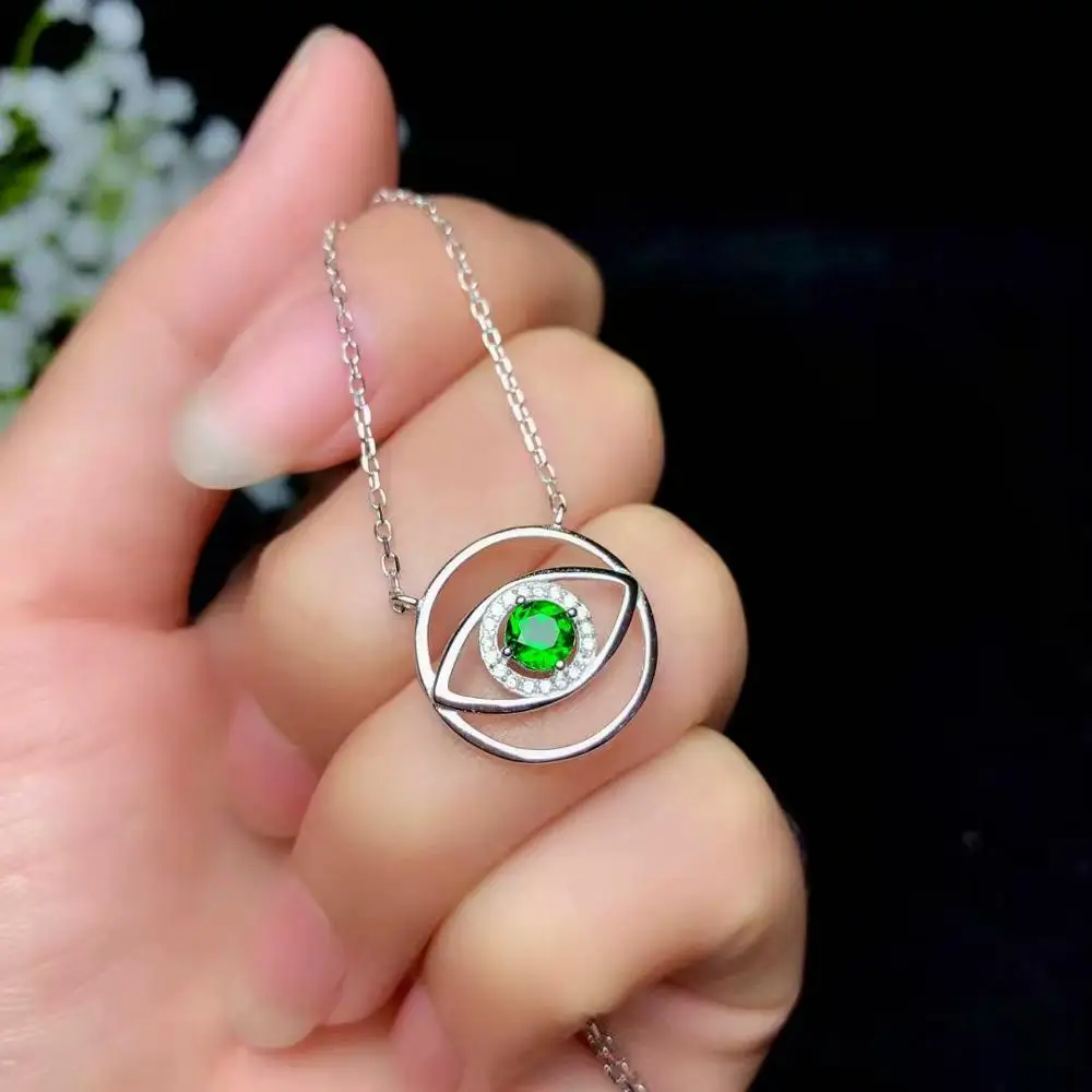 Подвеска с зелеными диопсидами глаза Бога 2: Простое Ожерелье для женщин