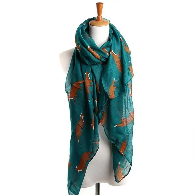

Women's Korean Chiffon Fox Print Kitten Scarf Shawl Long Scarf Girls Xmas Gift