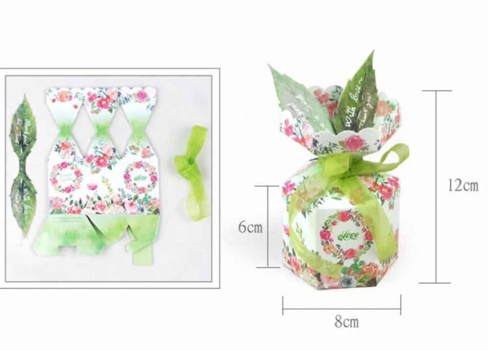 100 шт. шоколадные коробки с цветочной зеленой лентой | Дом и сад