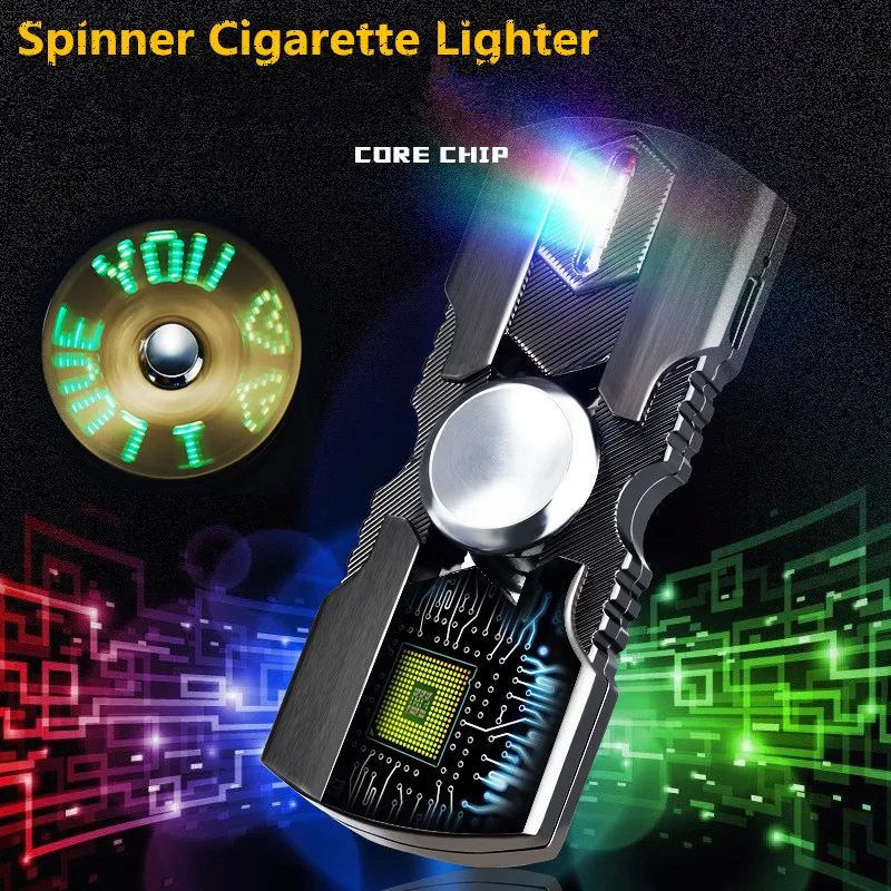 Hand Spinner Usb Electronic Cigarette Lighter Windproof Flameless Plasma Arc 7 Led Colors Fidget Toy Men Gifts | Дом и сад