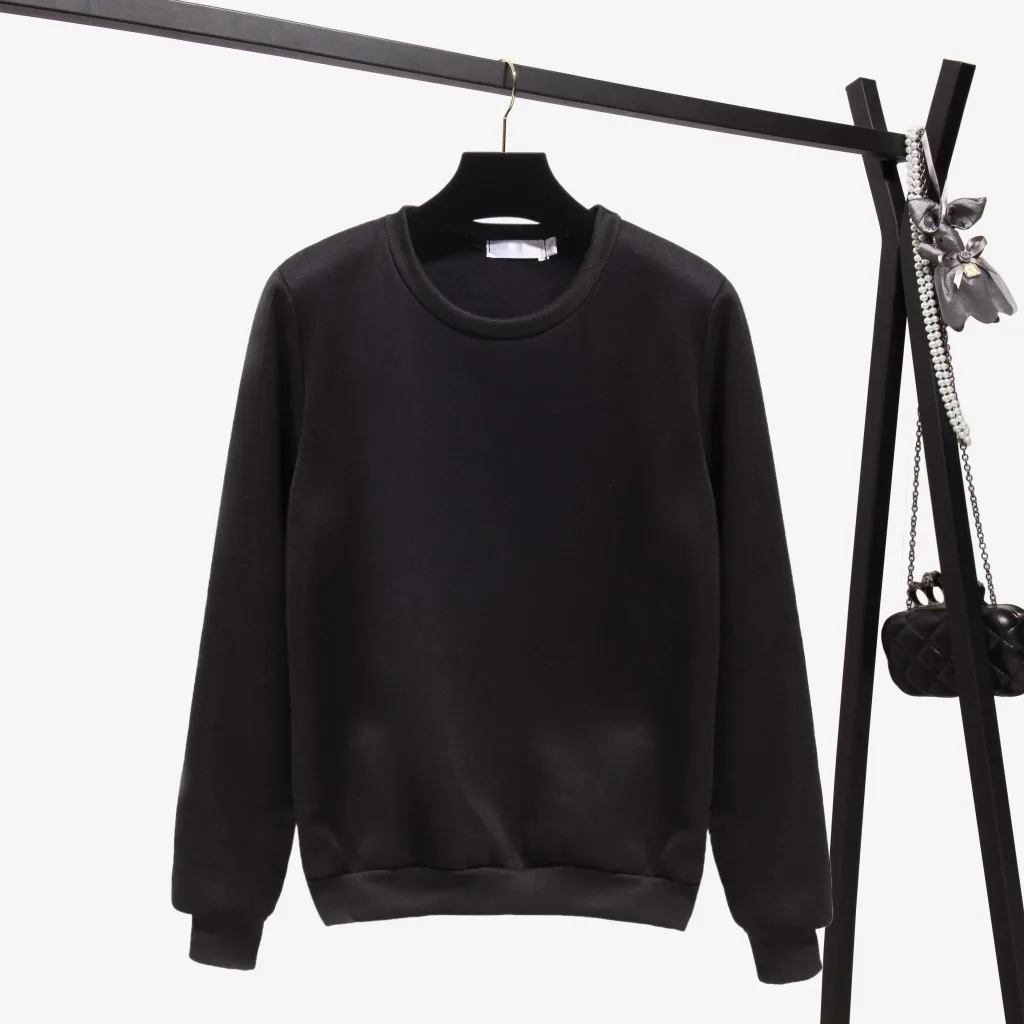 ZQLZ Pullovers O-neck Cotton Hoodies Women 2018 New Loose Solid Color Long Sleeve Hoodie Mujer Casual Sweatshirt Femme | Женская одежда