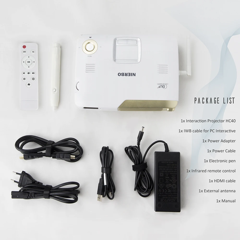 NIERBO 4 K интерактивный портативный проектор Полный 3D школьный Android Wifi для офиса