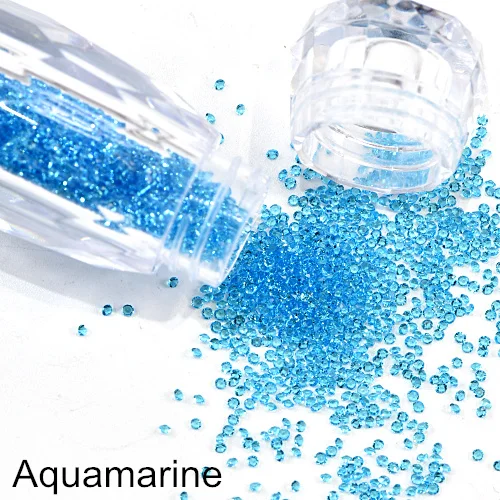 Aquamarine 1 бутылка Кристальный гравий многоцветный Мини Pixie стразы горячей фиксации Стразы кругу проложен Микро Циркон блеск для ногтей украшение B3760 - Цвет: Aquamarine