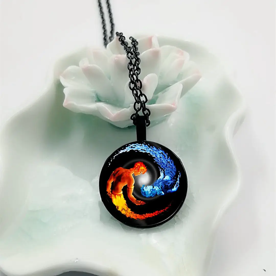 2018 Новый ледяной огонь для мальчиков и кулон девочек ожерелье из стекла в форме