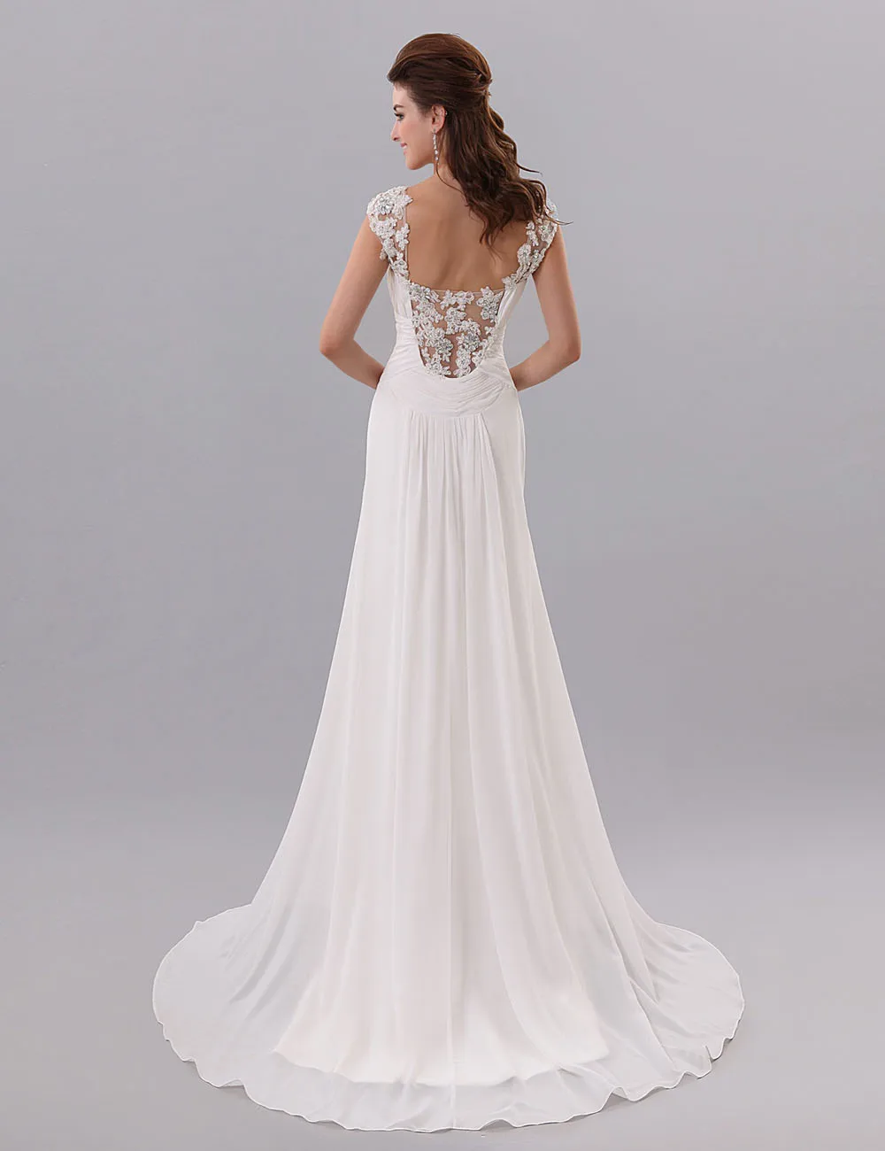 Пляжное свадебное платье с V образным вырезом и бисером|beach wedding dress|wedding dressbeach |