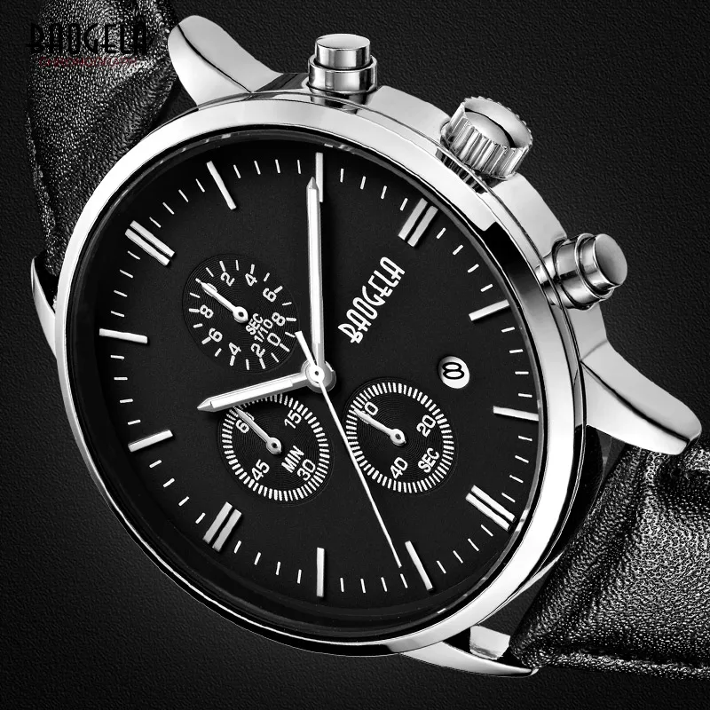 BAOGELA модные спортивные мужские часы с хронографом Топ бренд Роскошные Кварцевые