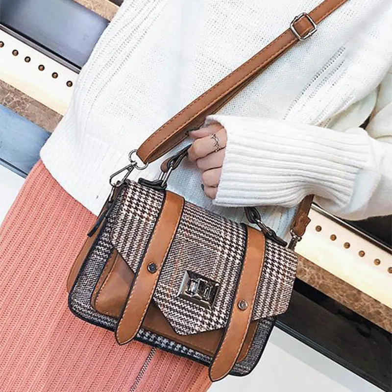 Женская сумка высокого качества из шерсти и кожи пу женская с замком зимние сумки