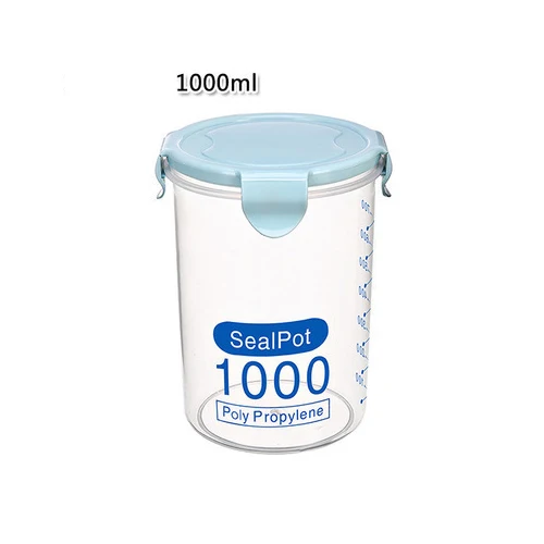 BLUE-1000ML Консервационные баночки для специй с крышкой для хранения зерна сахарница для кухни многофункциональная снековая пластиковая коробка для хранения для путешествий - Цвет: BLUE-1000ML
