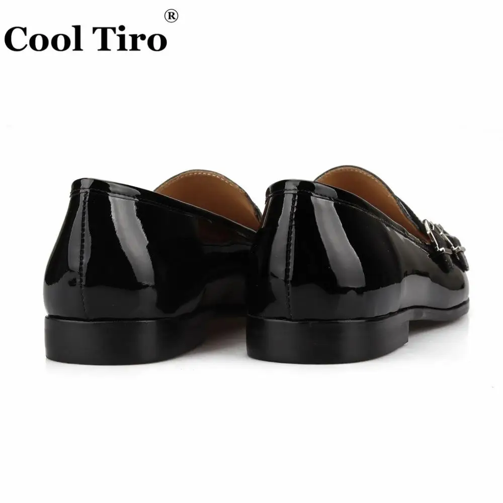 Cool Tiro Black Patent leather Men Loafers Double-Monk Moccasins Slippers Formal Wedding Dress Shoes Flats Business shoes Casual | Обувь