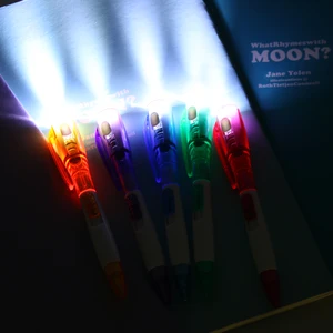 Шариковая ручка со светодиодный светильник кой, ручка с синими чернилами материал, шариковая ручка Escolar Caneta, новинка, подарок для школы и офиса