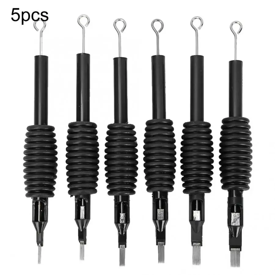 5 шт 19 мм Одноразовые стерильные иглы татуировки с силиконовым наконечником ИГЛЫ