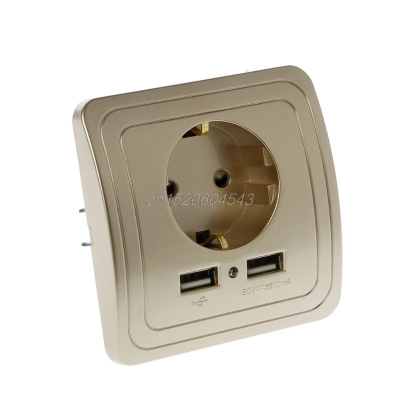 Настенное зарядное устройство с светодиодный USB портами 5 В 2 А|dual wall socket usb|eu plugpanel