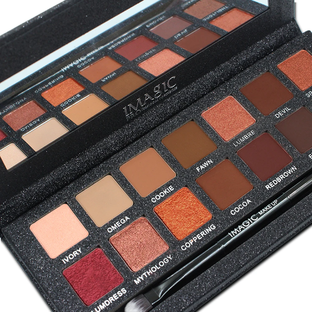 IMAGIC 14-Color Shimmer Matte Eye Shadow Reddish Brown Sunset Eyeshadow Palette Waterproof Long Lasting Eye Makeup Cosmetic