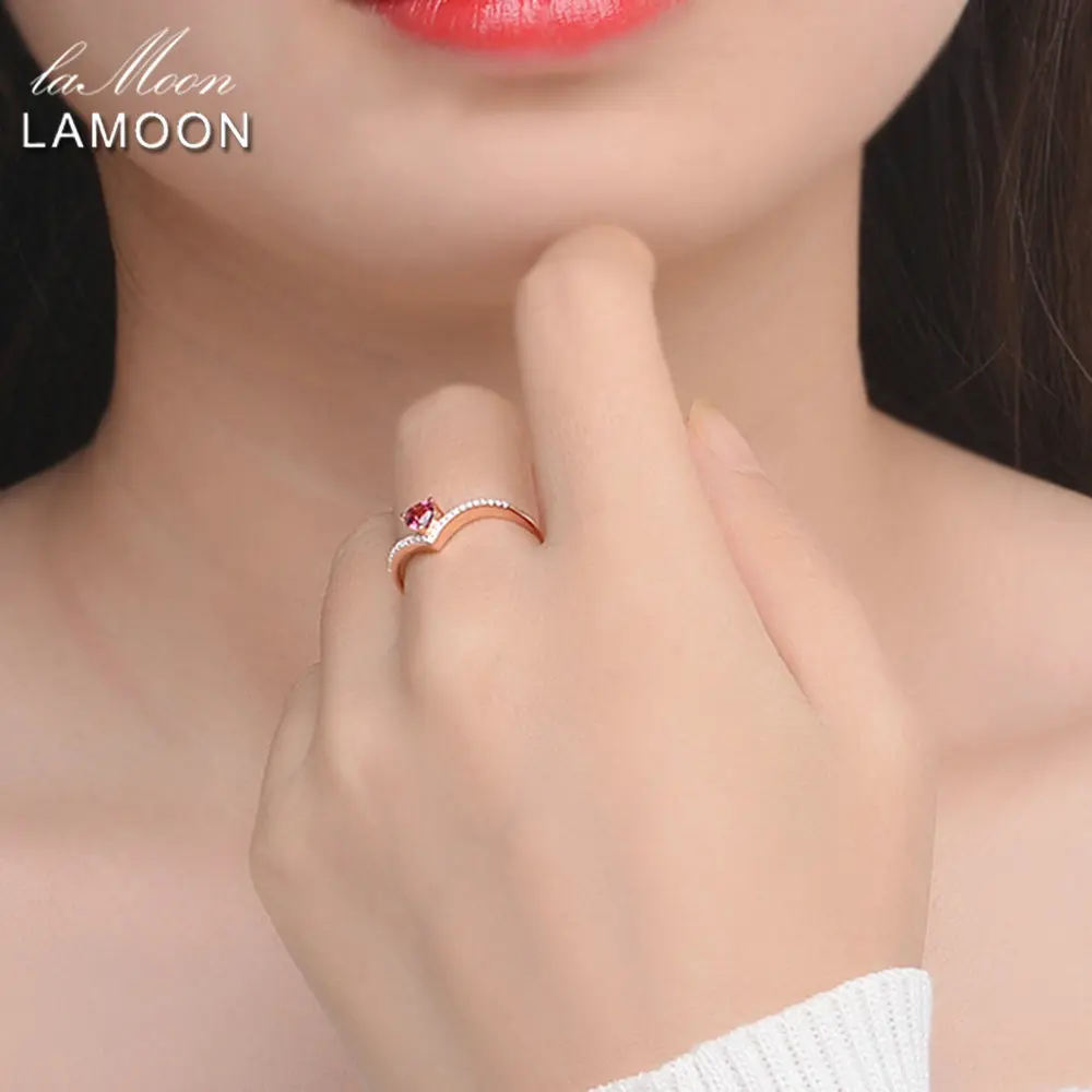 Lamoon сердце Кольца для Для женщин Романтическая любовь 100% натуральный красный