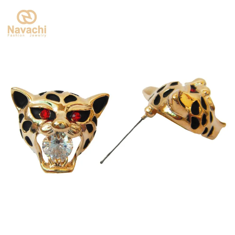 Navachi прозрачный Циркон желтая эмаль голова тигра горный хрусталь кристалл серьги
