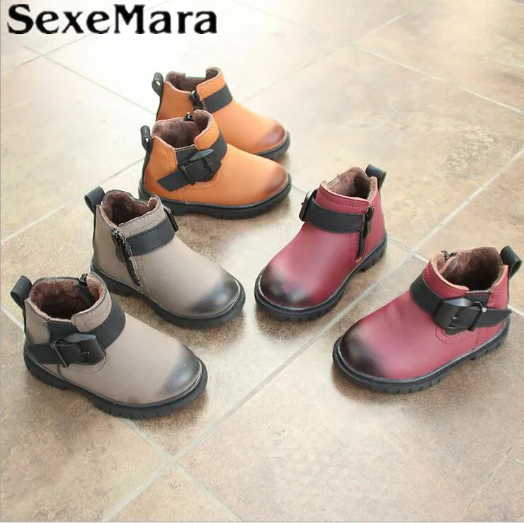 Sexemara Новинка 2017 года осень Детские ботинки Обувь для мальчиков девочек Ботинки