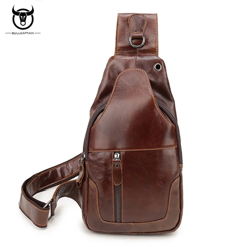 BULLCAPTAIN натуральная кожа Мужская нагрудная сумка сумки на одно плечо Ретро стиль