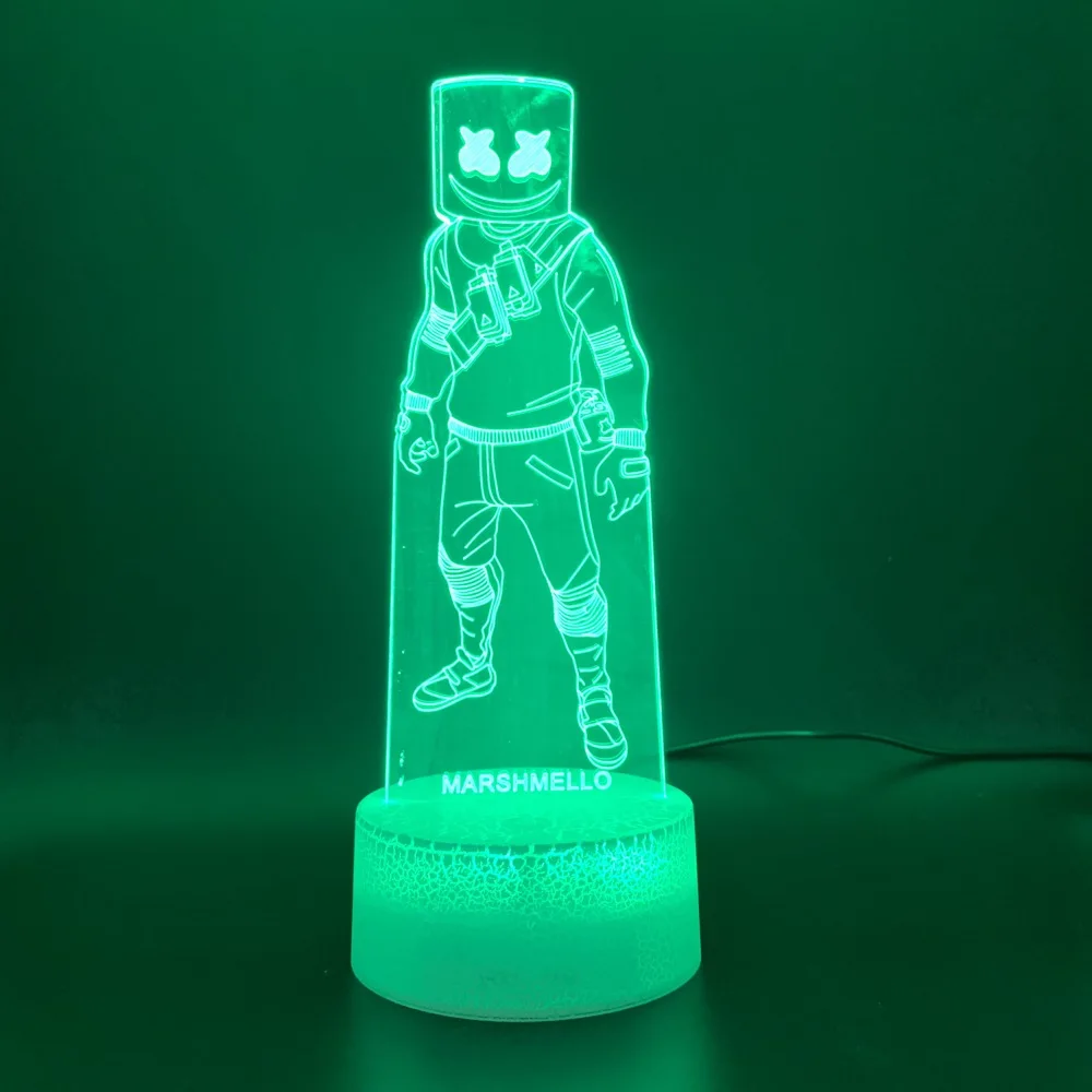 Битва Royale игры Marshmello Кожи Рисунок Led новинка ночник для малыша дома деко детская игра 3D лампа Marshmallow