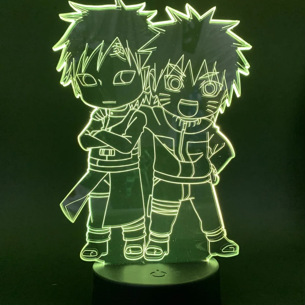 Наруто Узумаки Наруто Гаара Shippuden 3d свет аниме uzumaki 3d ночник светодиодный для детской спальни декоративная лампа для дома на Рождество