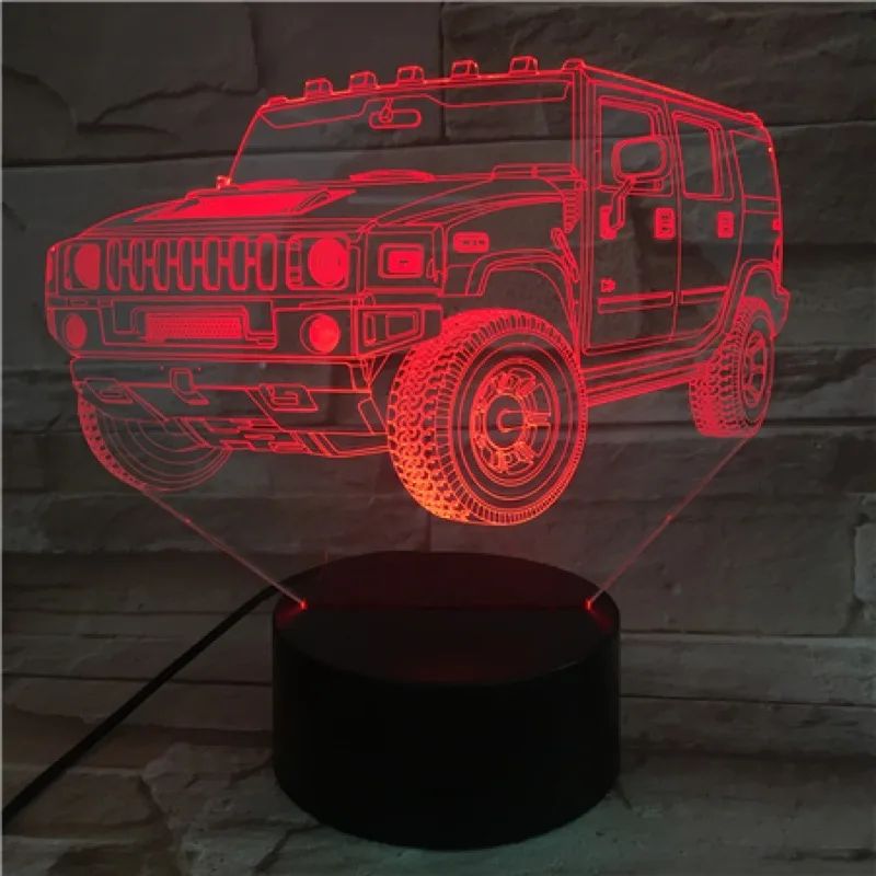 Новинка Ночной светильник Luminaria Jeep Car Off road Suv 3D иллюзионная лампа светодиодный