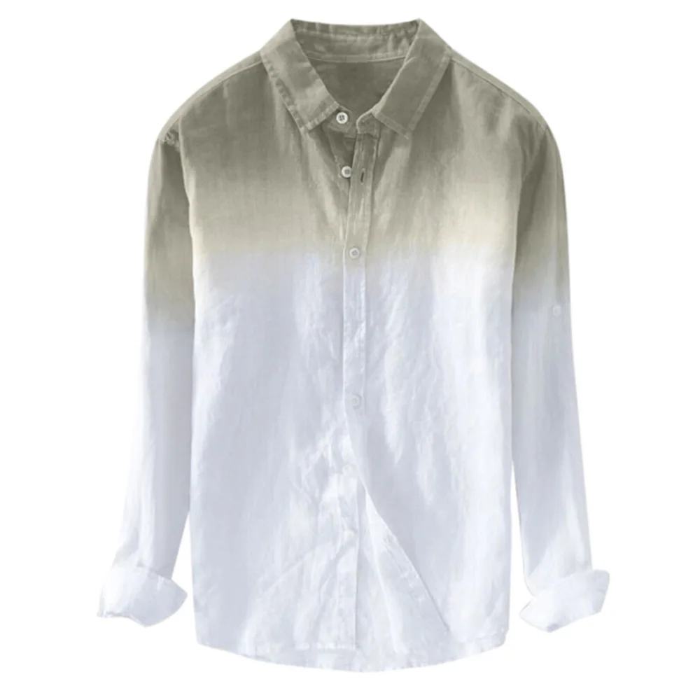 Мужские топы меняющие цвет длинный рукав тонкий отложной воротник Однорядная