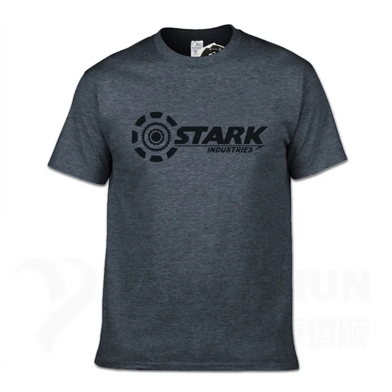 Dark gray 2 Безупречные отрасли футболки Tony Stark iron man летние брендовые хлопковые футболки 16 цветов повседневные футболки с короткими рукавами для фитнеса - Цвет: Dark gray 2