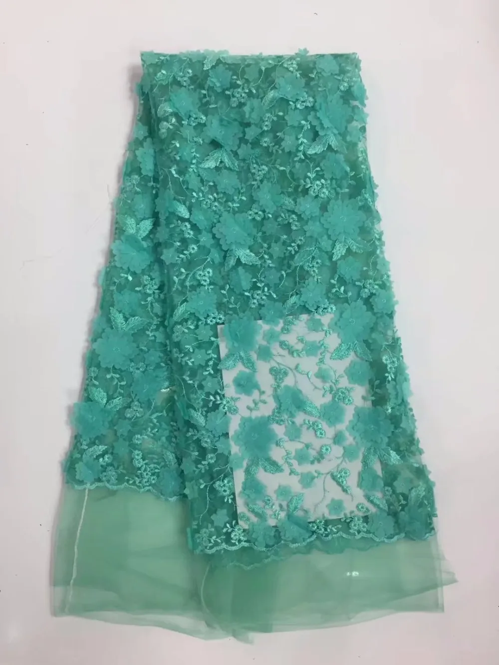 

Hot sell Fashion designs High Quality black 3D French Lace Fabric African Tulle Lace Fabric with black For Wedding Sky Blue