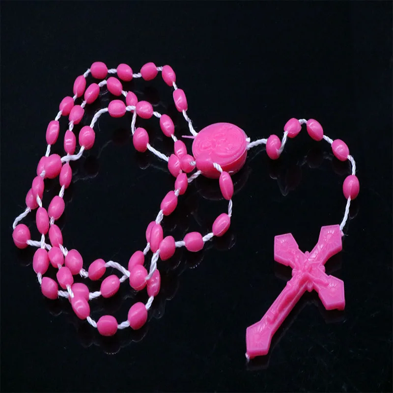 120 шт./классическое католическое пластиковое ожерелье с крестом яркое розам