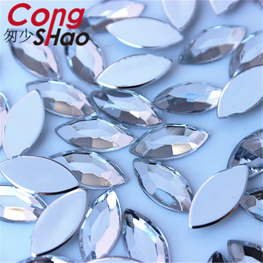 Разноцветные акриловые стразы Cong Shao 300 шт. 7*15 мм с плоской задней поверхностью