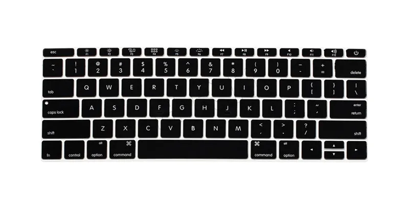 Black HRH Цветной силиконовый чехол-клавиатура для ноутбука Macbook New Pro 13 A1708(версия без сенсорной панели) и для Mac 12 дюймов A1534 - Цвет: Black