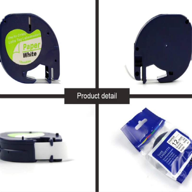 5PK ленты для этикеток Dymo Letratag 91200 бумажная лента 12 мм* 4 м черный на белом совместимый производитель Этикеток Dymo ленты для принтера