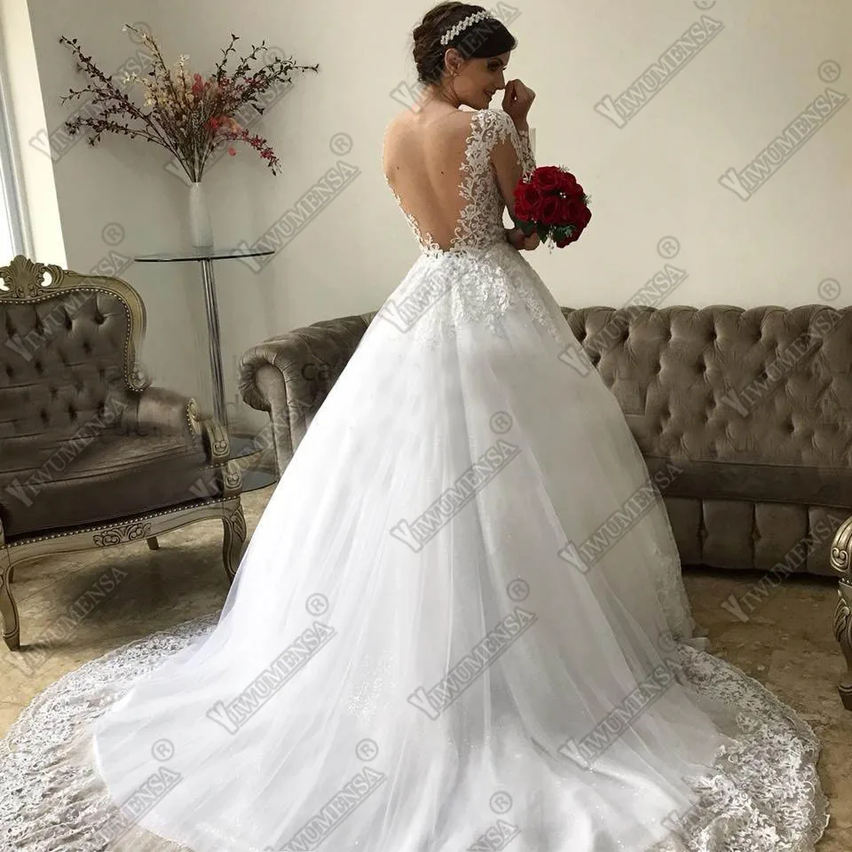 Robe De Mariee 2018 свадебное платье с длинными рукавами вырезами сексуальная открытая