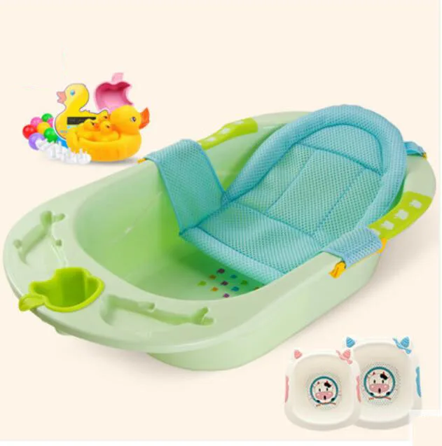 green with basin Дешевая детская пластиковая Ванна, китайские товары для ванной, пластиковая Ванна для новорожденных, ванна для подарка бесплатно - Цвет: green with basin