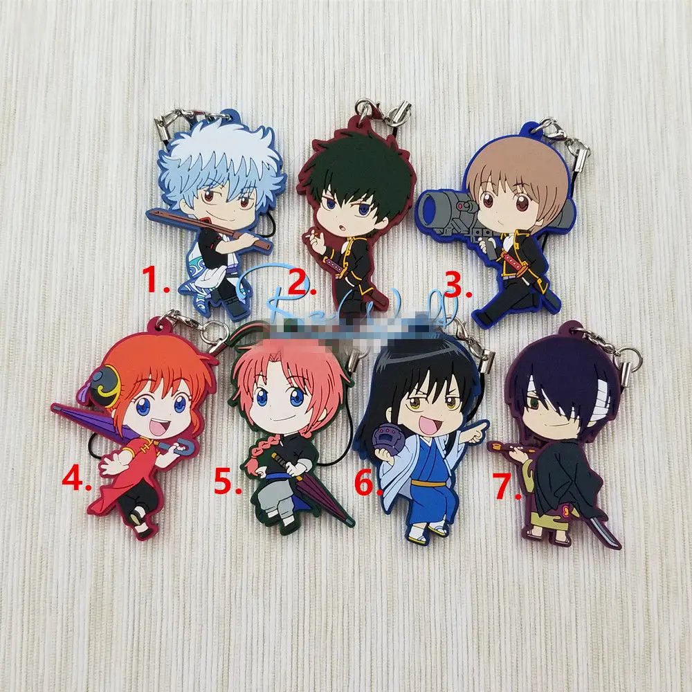 

T942 Anime Gintama rubber Keychain Key Ring Straps Rare cosplay