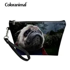 Женская сумка-тоут Coloranimal, чехол для косметики, мини-чехол для макияжа, Милая женская Портативная сумка для туалетных принадлежностей с принтом щенков Мопсов, собак