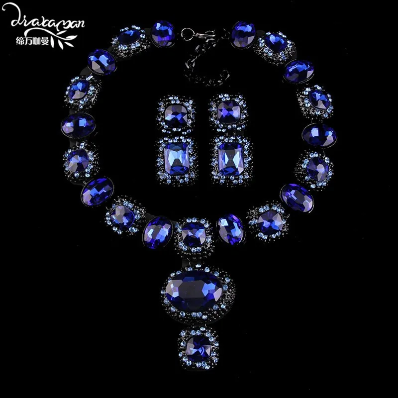 Dvacaman бренд класса люкс женский Bijoux Кристалл индийская свадьба колье массивные Ювелирные наборы Воротник Аксессуары Рождество A29