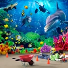 3D обои на заказ, подводный мир, дельфин, Мультяшные детские 3D настенные фотообои, обои