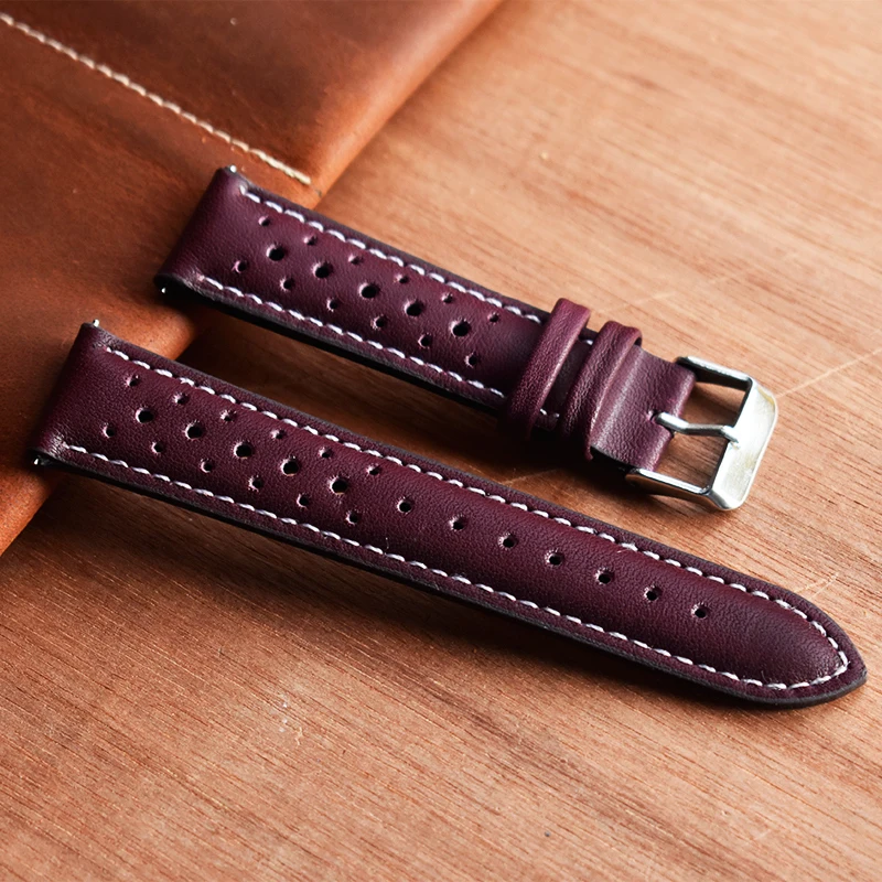 Handmade Watchband Soft Genuine Leather Watch Strap 18mm 20mm 22mm 24mm Porous Ventilation Wristband Replacement for Watches