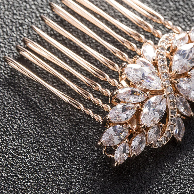 SLBRIDAL высокое качество кольцо с фианитом свадебный гребень для волос свадебный CZ Тиара головной убор аксессуары для волос подружки невесты женская мода