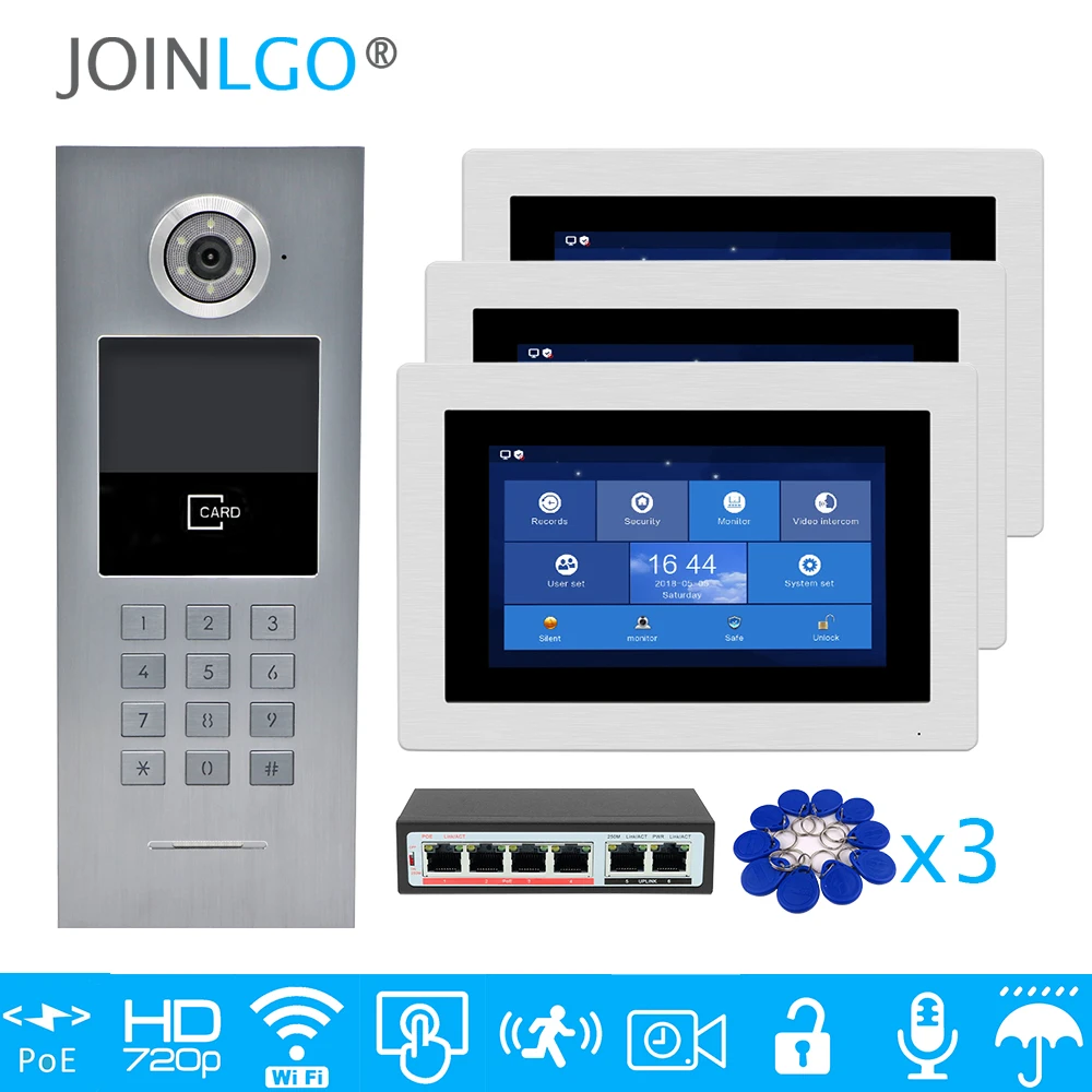 Домофон с сенсорным экраном 7 дюймов 720P Wi Fi RFID|Видеодомофон| |