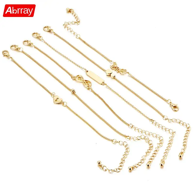Женский браслет-цепочка Abrray 6 шт. модный браслет в форме сердца Золотое ювелирное