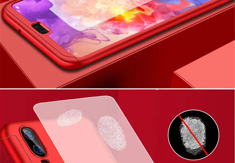 360 Full Protective Case For Huawei P30 P20 Pro Mate 20 Lite Nova 3 3i 4 P10 P9 Honor 10 9 Lite 8X Hard PC Cover Case With Glass