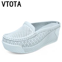 vtota women summer casual slingbacks high heels pumps slip on shoes for women 2018 mesh female platform wedges shoes woman h79