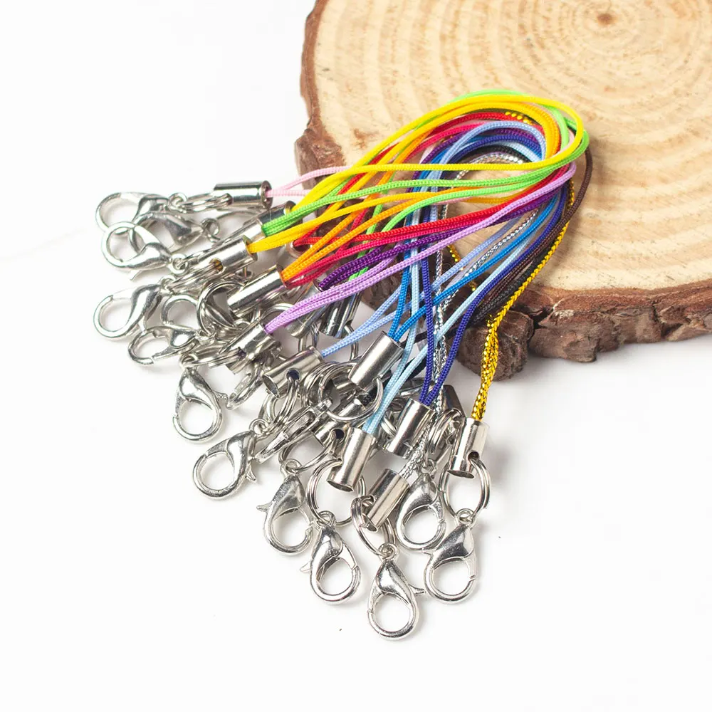 100pcs colorful double circle lobster clasp lanyard strap cord cell phone mobile craft pendant diy handmade materials free global shipping