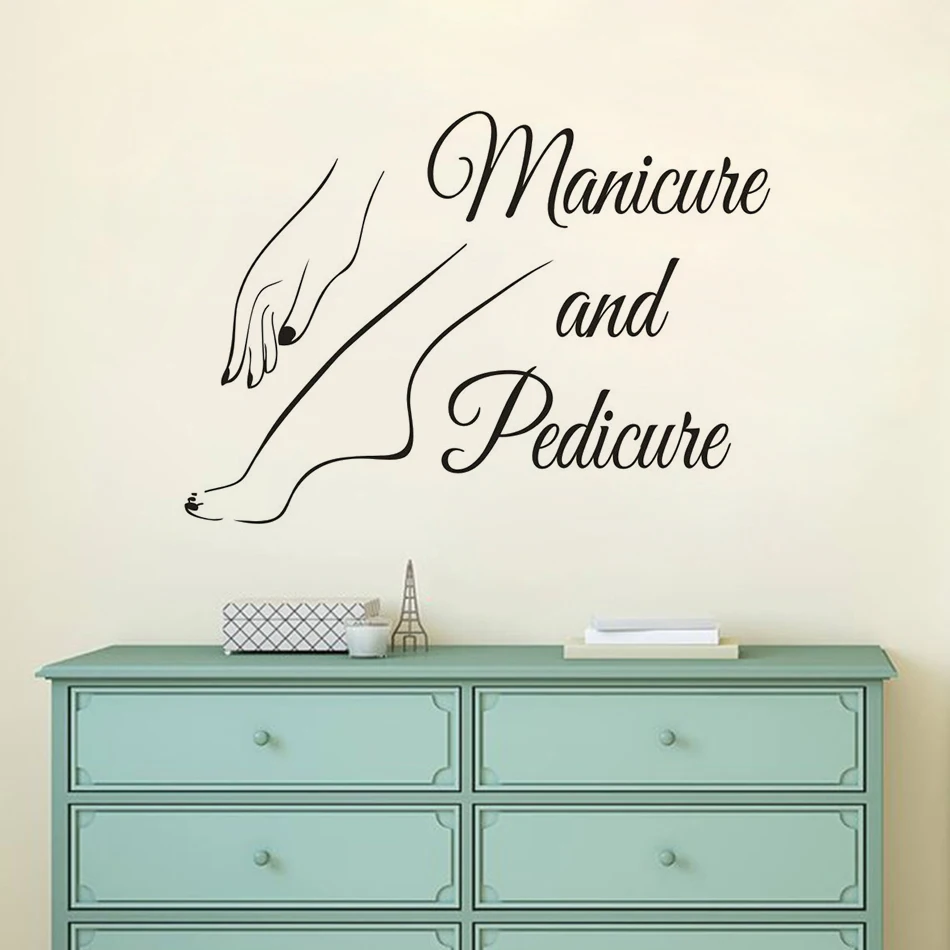 

Manicure Pedicure Vinyl Wall Stickers Nail Salon Removable Wall Decals Beauty Salon Decor Nails Art Polish Window Decals AZ047